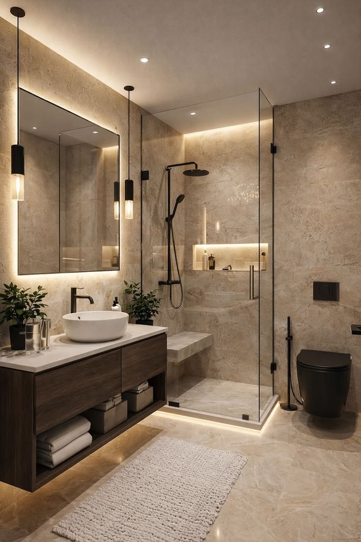 Hotel-Style Modern Bathroom by Ibuilding